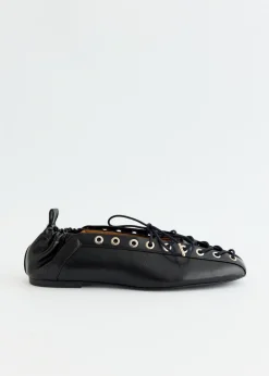 Eyelets Lace Up Ballerinas