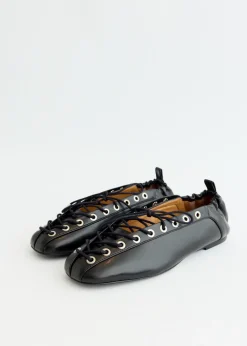 Eyelets Lace Up Ballerinas