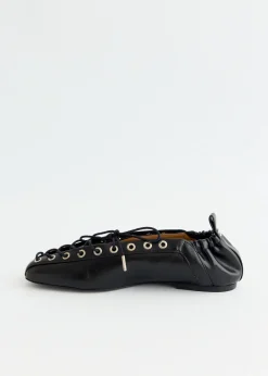 Eyelets Lace Up Ballerinas