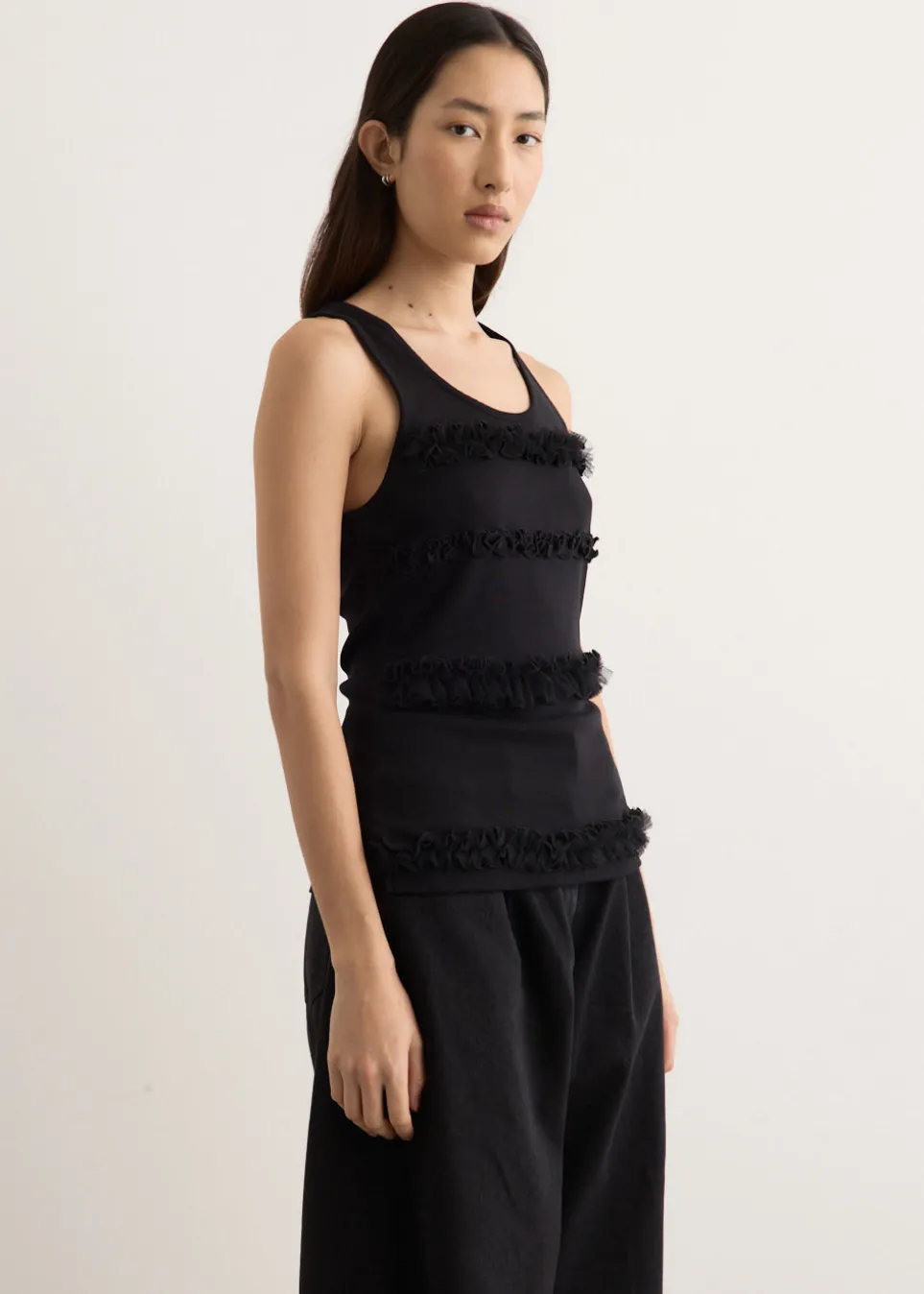 Fitted Ruffle Frill Tank Top