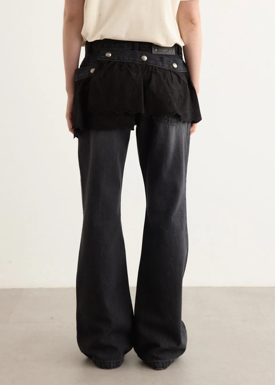 Flower Lace Attached Bootcut Jeans