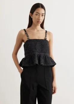 Fluffy Denim Strap Top