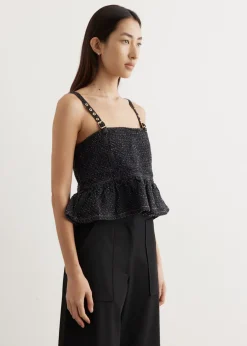 Fluffy Denim Strap Top