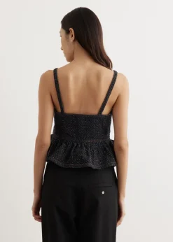 Fluffy Denim Strap Top