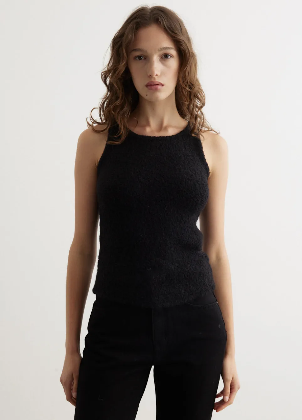 Fluffy Sleeveless Knit Top