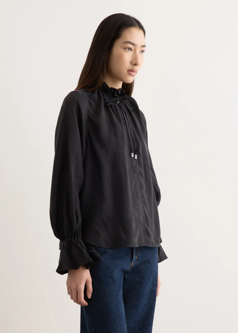 Fluid Cupro Tie String Shirt