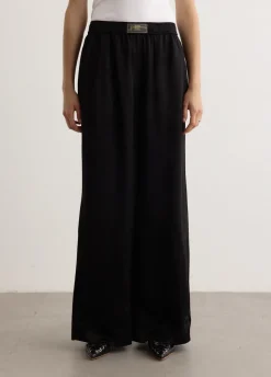 Fluid Satin Jacquard Elasticated Pants