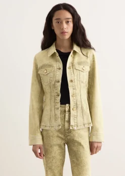 Foil Overdyed Denim Fitted Blazer