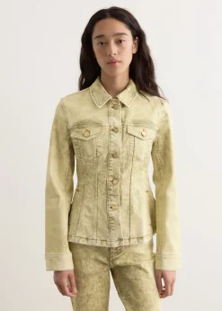 Foil Overdyed Denim Fitted Blazer