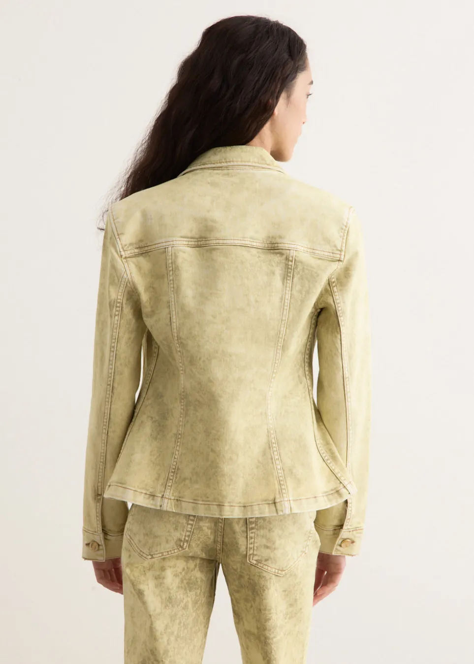 Foil Overdyed Denim Fitted Blazer