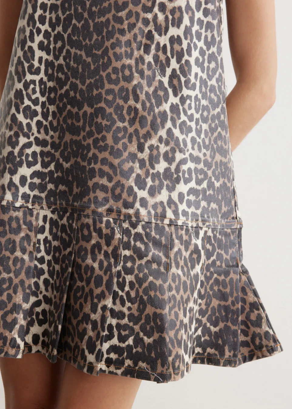 Foil Print Denim Strap Dress