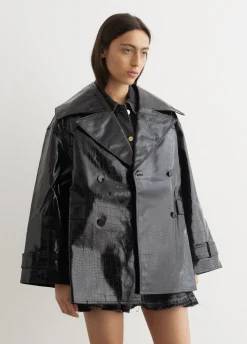 Future Coated Double Breasted Midi Jacket
