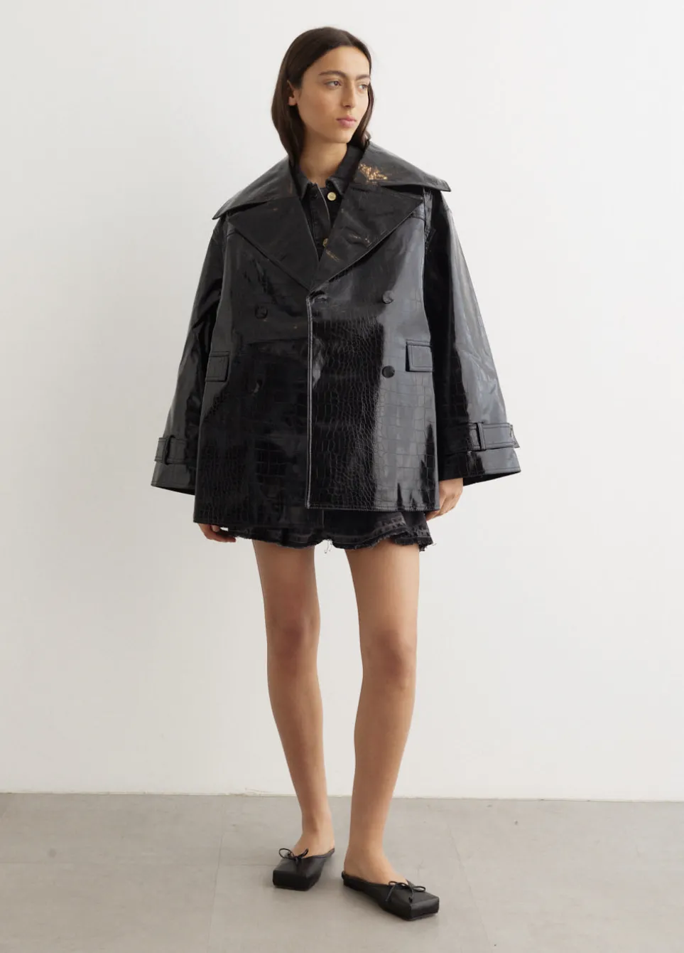 Future Coated Double Breasted Midi Jacket