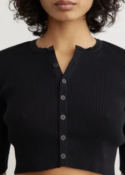 Giza High Gauge Rib Knit Short Cardigan