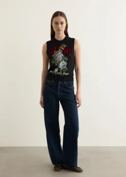 Graphic Wool Mix Flowers Vest