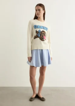 Graphic Wool Mix Fluffy Puppy Love Crewneck