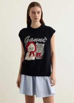 Graphic Wool Mix Oversized Vest