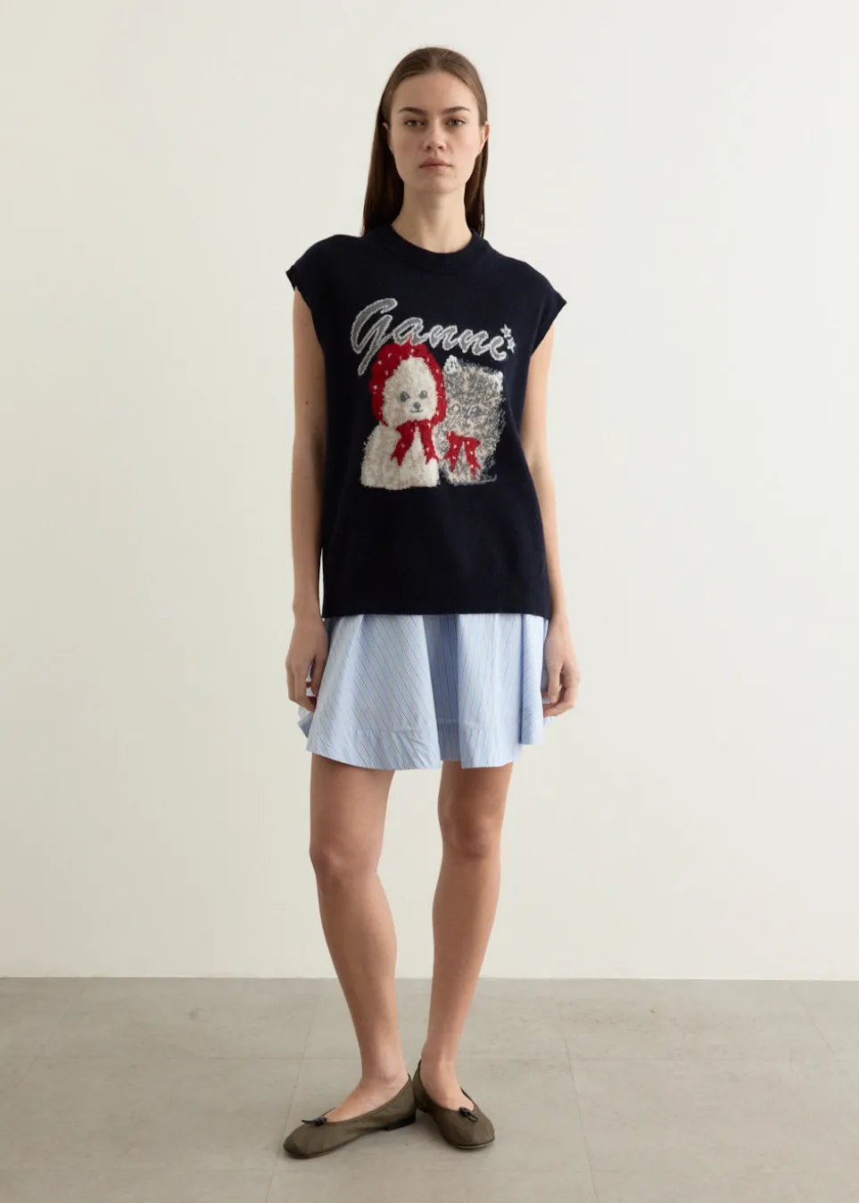 Graphic Wool Mix Oversized Vest