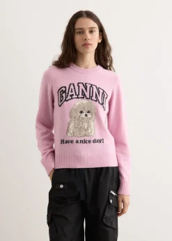 Graphic Wool Mix Poodle Crewneck