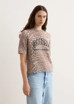 Graphic Wool Mix Printed Leopard T-Shirt