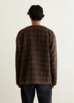 Hairy Check Wool Cardigan