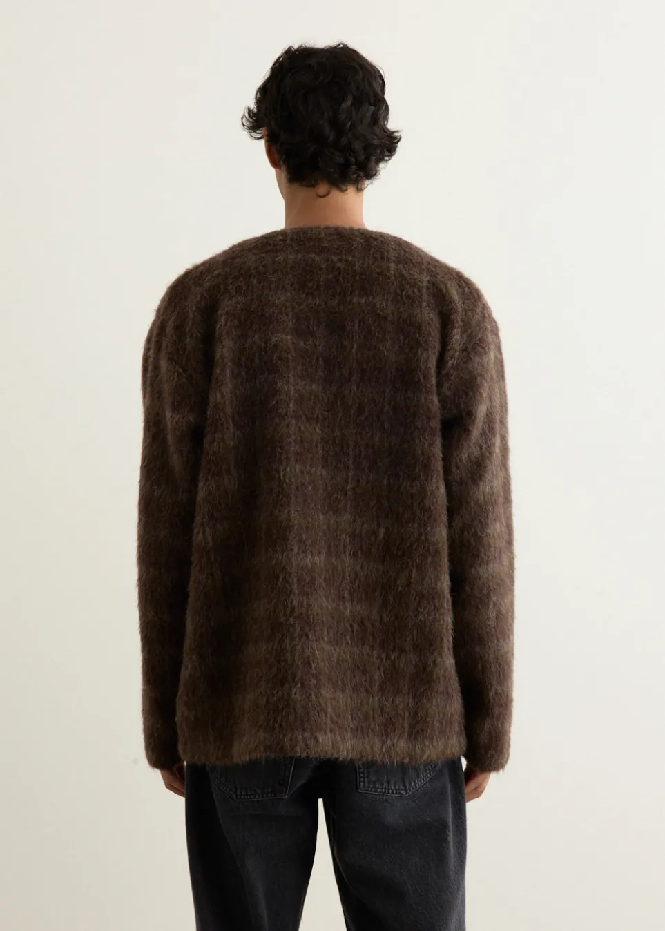 Hairy Check Wool Cardigan