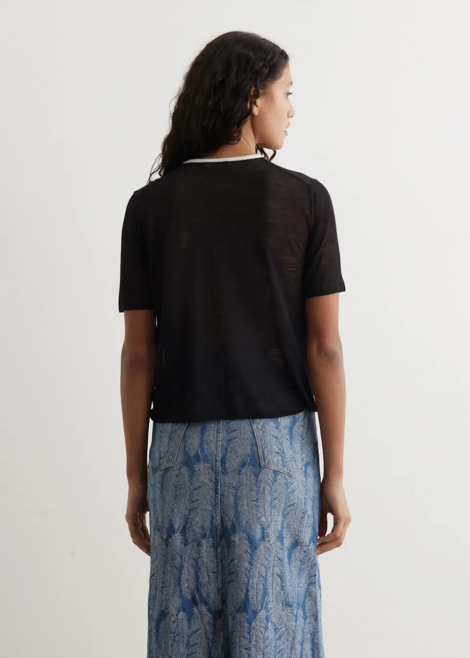 Hard Twist High Gauge Wool Silk Knit T-Shirt