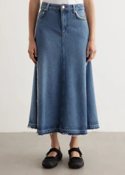 Heavy Denim Midi Skirt