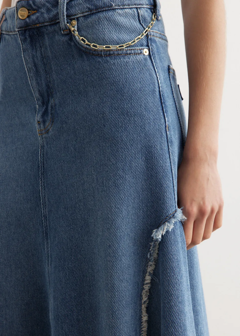 Heavy Denim Midi Skirt