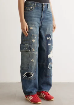 Heavy Washed Denim Carpenter Jeans