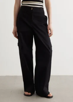 Herringbone Canvas Mid Waist Pants