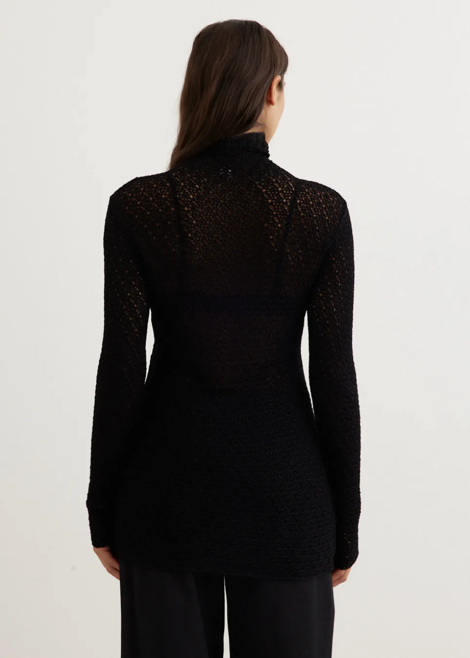 High-Neck Crochet Knit