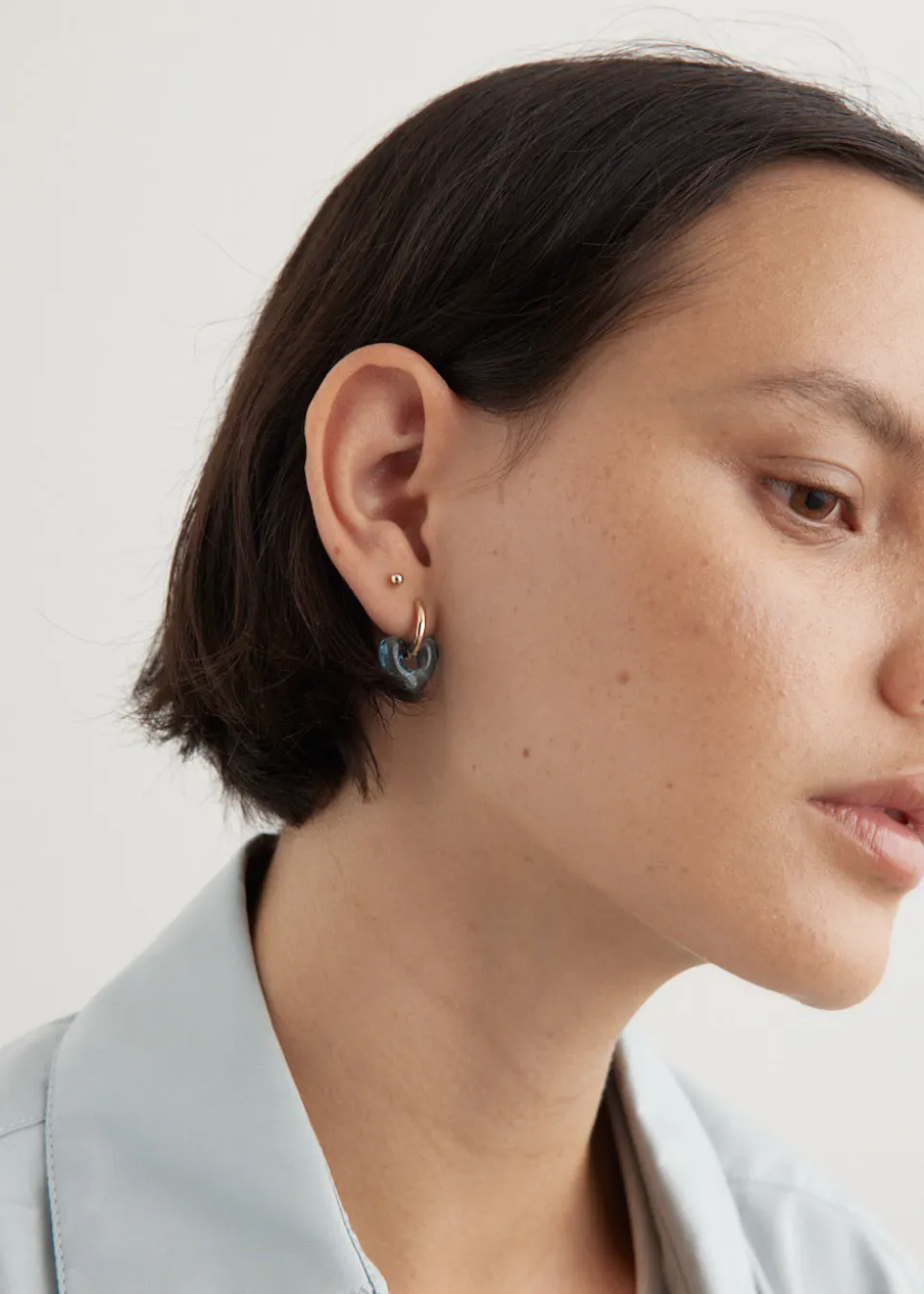 Hoop And Resin Heart Earring