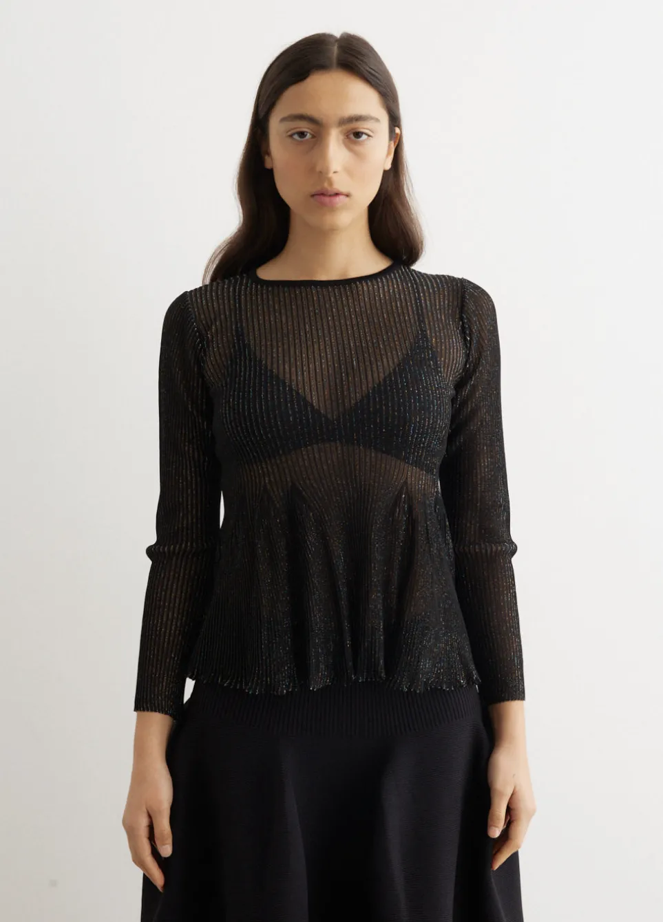 Hypha Lucent Glitter Long Sleeve Flare Top