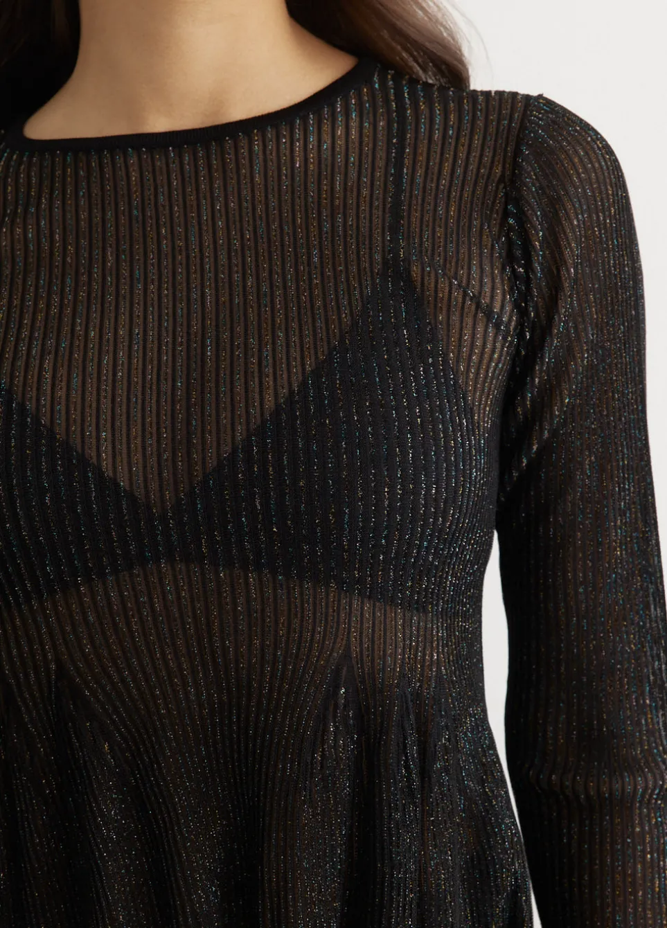 Hypha Lucent Glitter Long Sleeve Flare Top