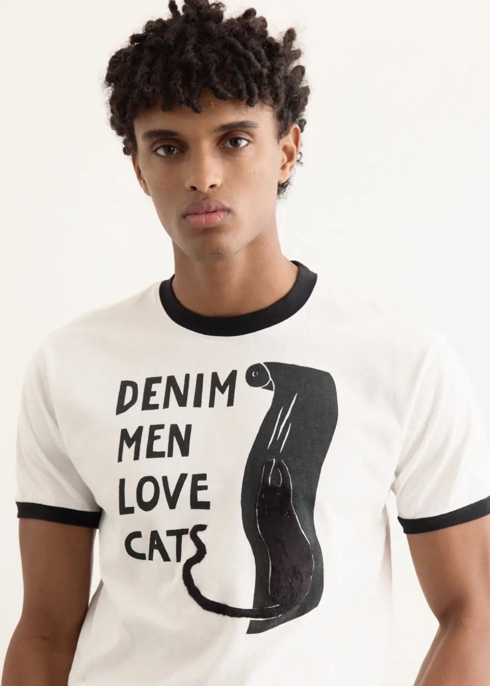 20/-Jersey Ringer T-Shirt (DENIM MEN LOVE CATS SCRATCH)