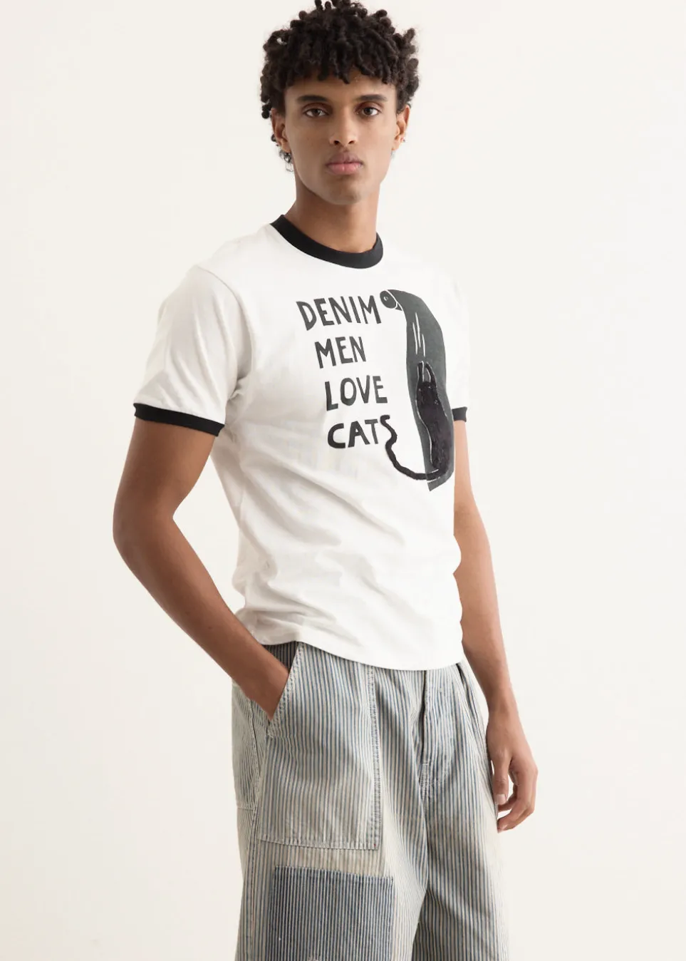 20/-Jersey Ringer T-Shirt (DENIM MEN LOVE CATS SCRATCH)
