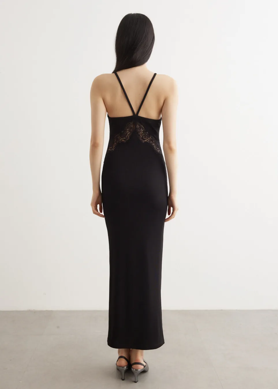 Lace Insert Halter Dress