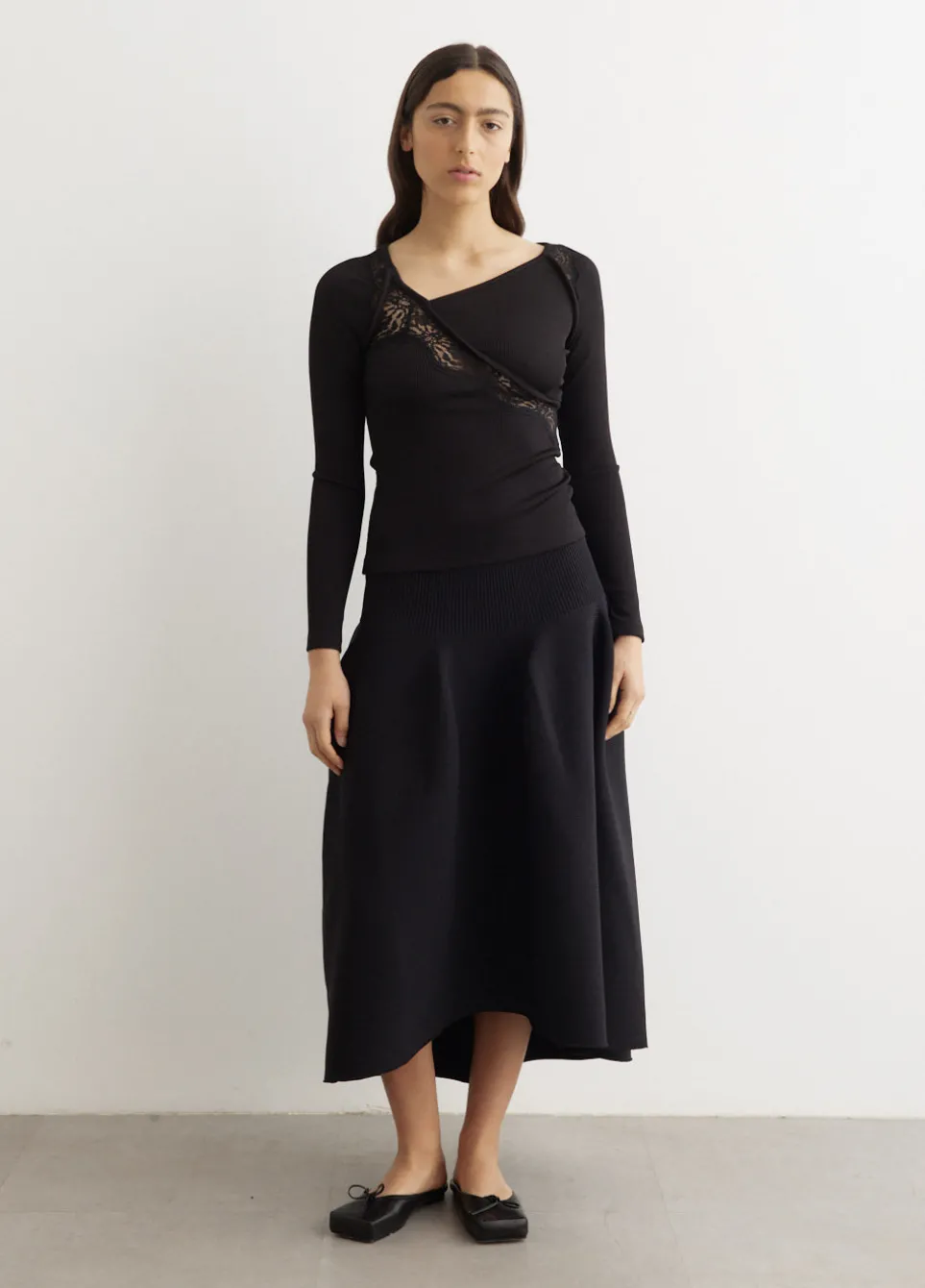 Lace Insert Long Sleeve Top