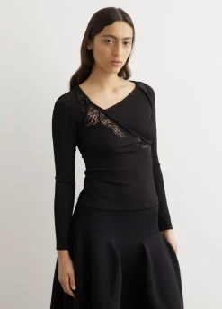 Lace Insert Long Sleeve Top