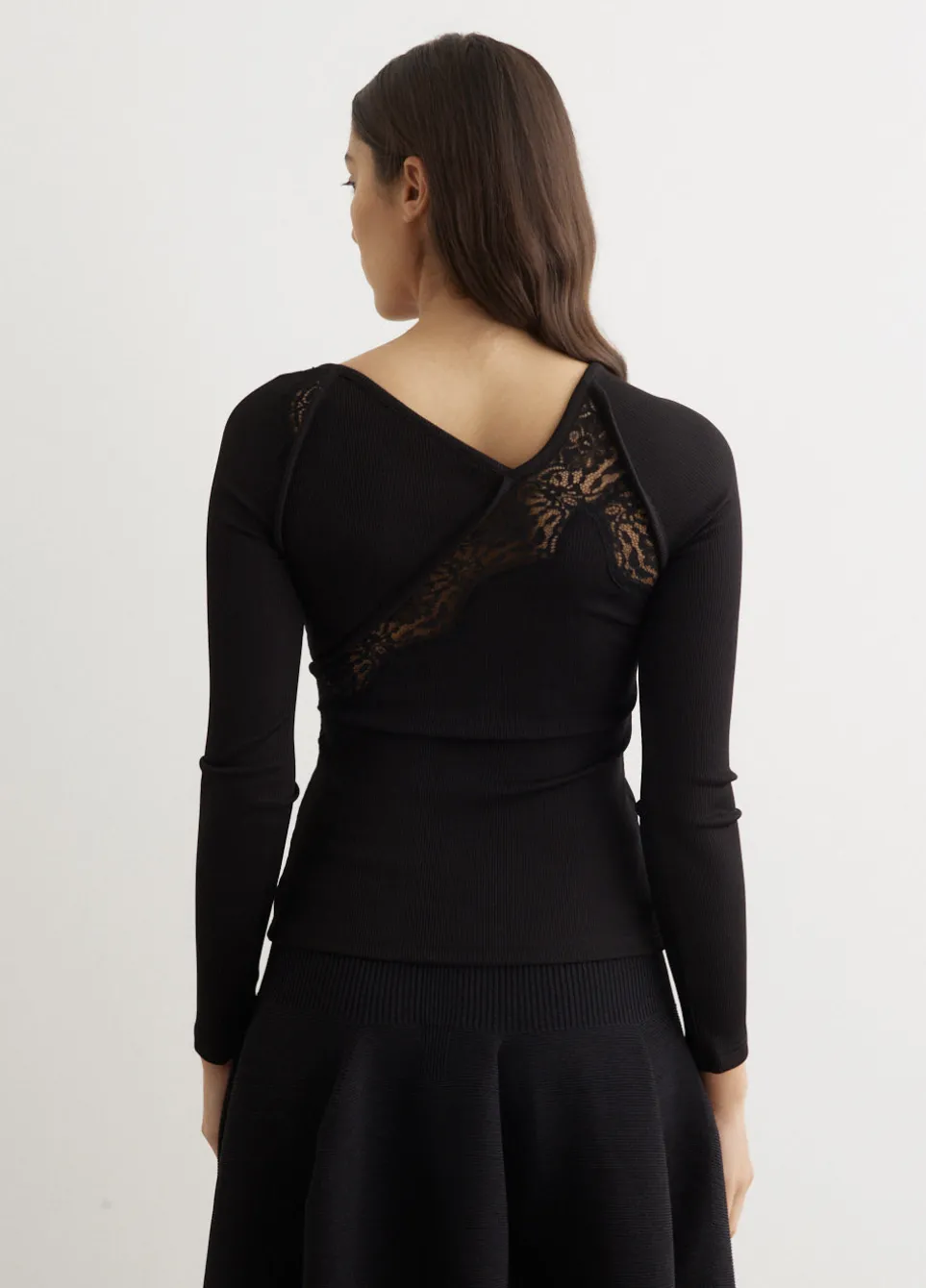 Lace Insert Long Sleeve Top