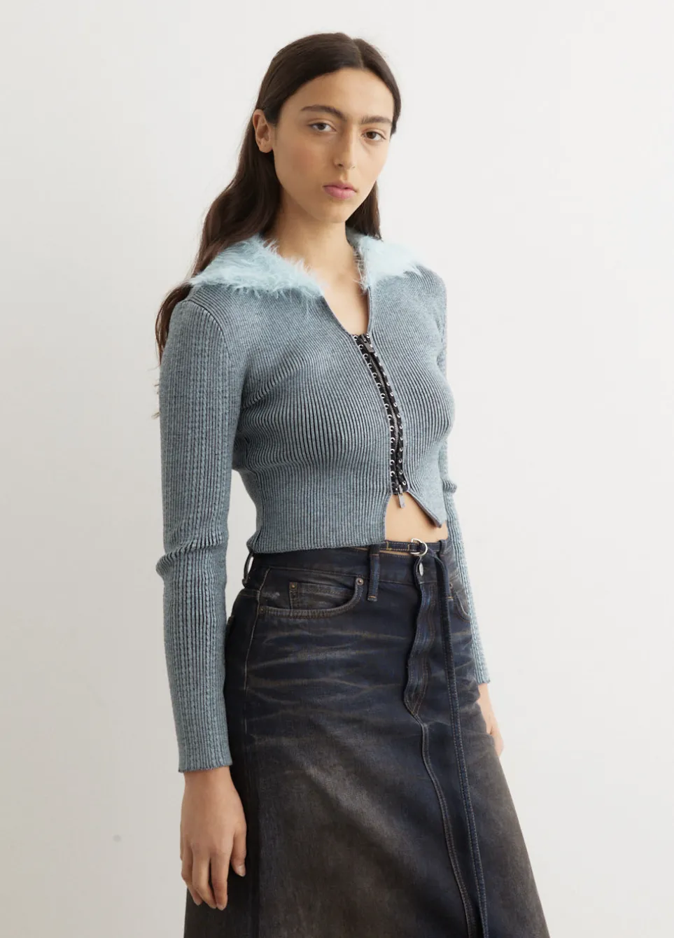 Lace-Up Knit Cardigan