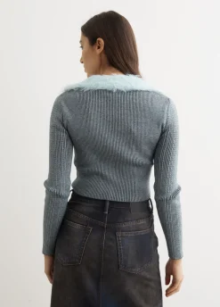 Lace-Up Knit Cardigan