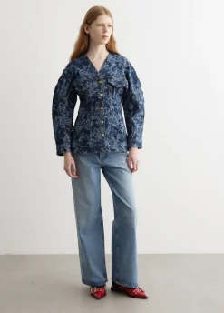 Lazer Denim Shaped Sleeve Blazer