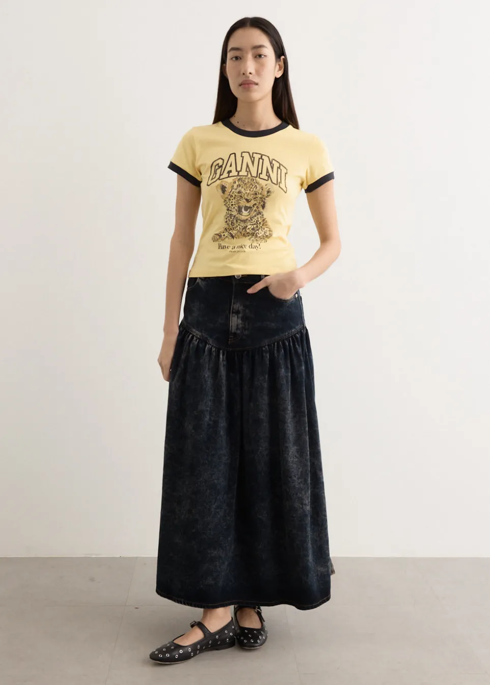 Light Denim Long Skirt