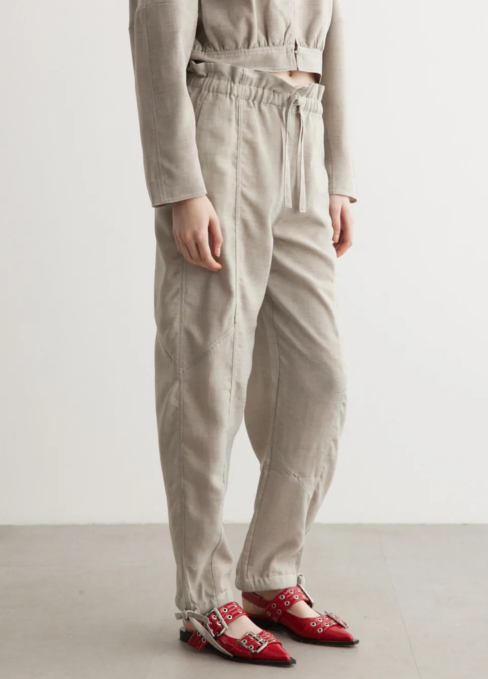 Light Melange Suiting Elasticated Waist Pants
