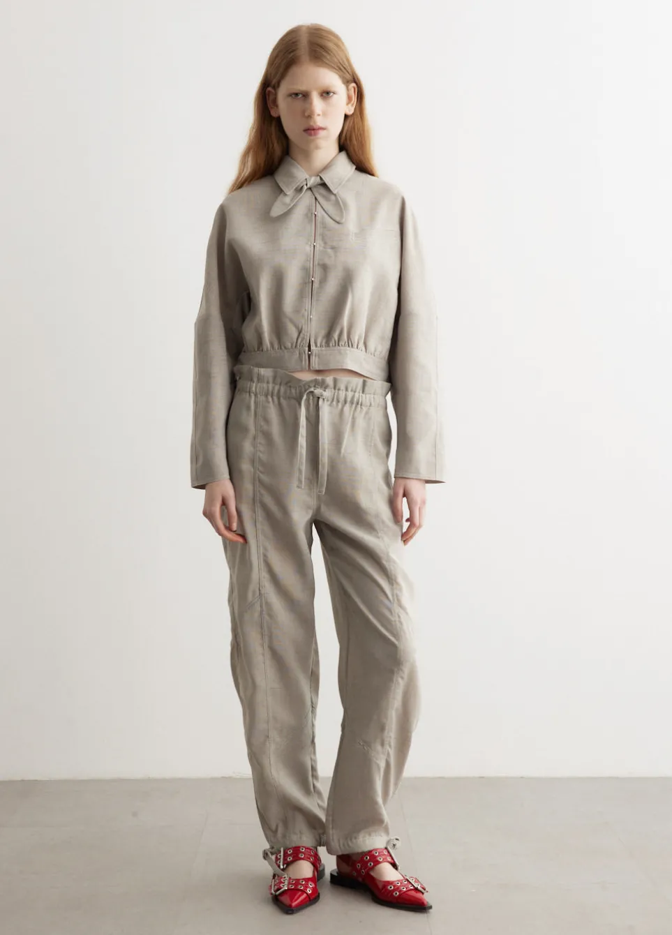 Light Melange Suiting Elasticated Waist Pants