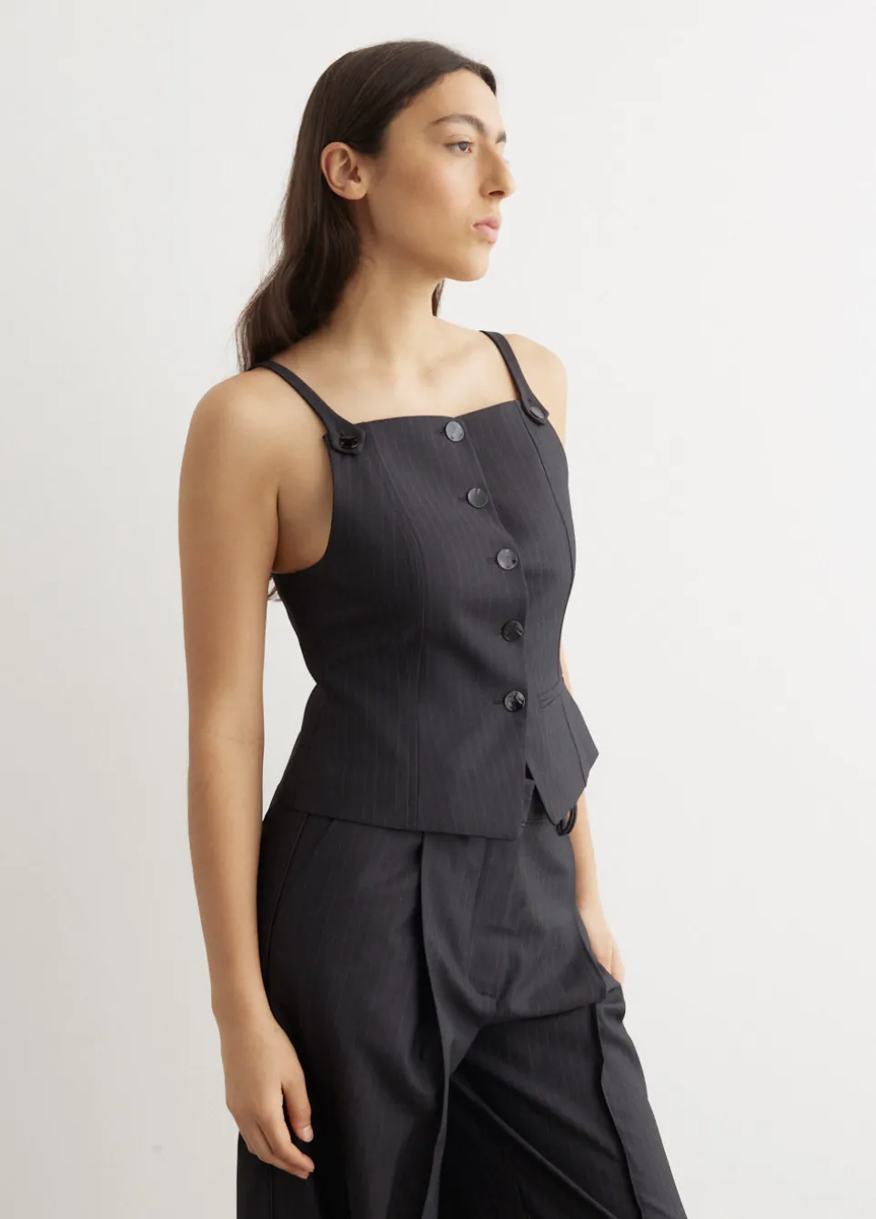 Melange Stripe Suiting Vest Top