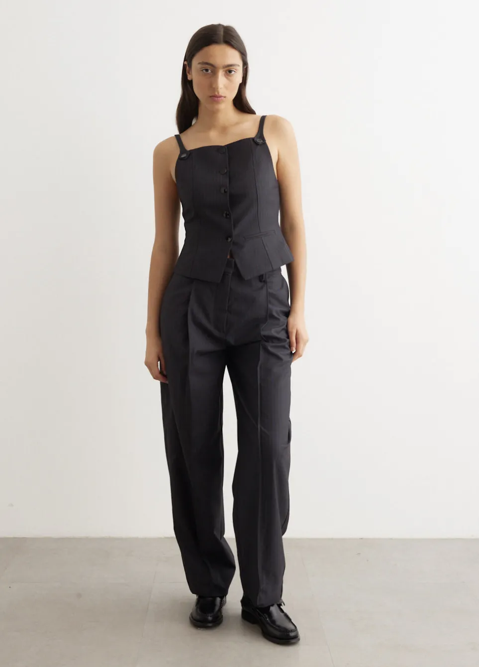 Melange Stripe Suiting Vest Top