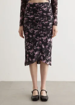 Mesh Ruched Midi Skirt